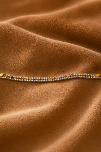 18k gold plated double row cz tennis bracelet