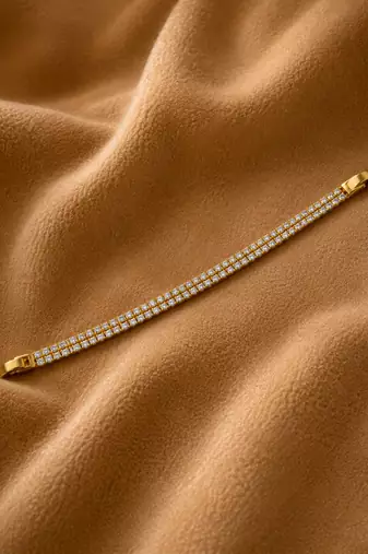 18k gold plated double row cz tennis bracelet