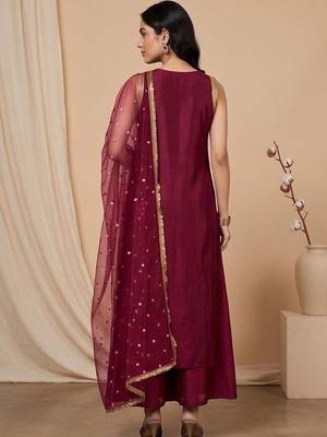 Women Regular Sequinned Kurta with Palazzos & With Dupatta 5