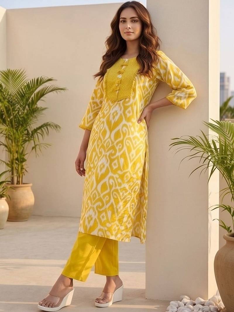 Women Ethnic Motifs Printed Regular Thread Work Kurta with Trousers