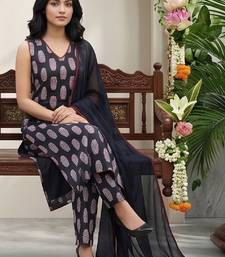 Women Ethnic Motifs Printed Regular  Cotton Kurta with Trousers & With Dupatta