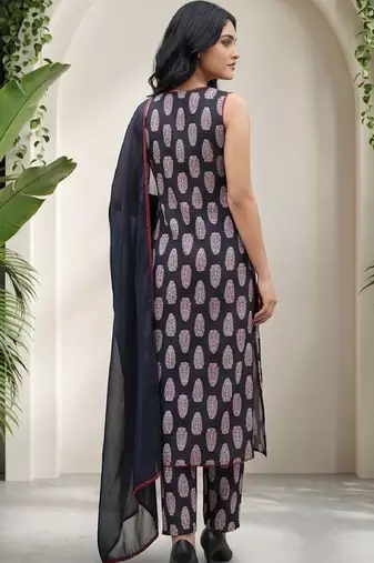Women Ethnic Motifs Printed Regular Pure Cotton Kurta with Trousers & With Dupatta