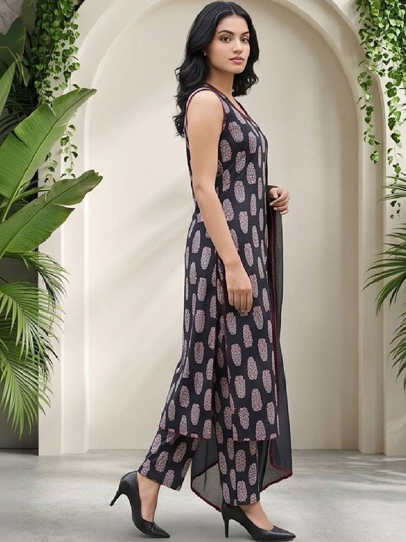 Women Ethnic Motifs Printed Regular  Cotton Kurta with Trousers & With Dupatta