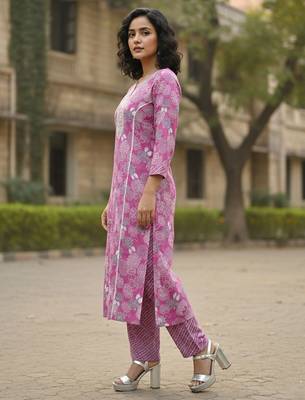 Women Ethnic Motifs Printed Regular Thread Work Pure Cotton Kurta with Trousers & With Dupatta 6