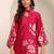 Floral Printed V-Neck Chanderi Silk A-line Kurta with Trousers