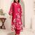 Floral Printed V-Neck Chanderi Silk A-line Kurta with Trousers