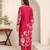 Floral Printed V-Neck Chanderi Silk A-line Kurta with Trousers