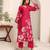 Floral Printed V-Neck Chanderi Silk A-line Kurta with Trousers