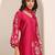 Floral Printed V-Neck Chanderi Silk A-line Kurta with Trousers