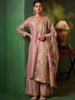 Women Ethnic Motifs Embroidered Regular Kurta with Palazzos & With Dupatta 1