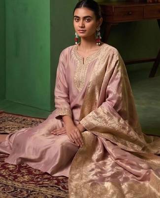 Women Ethnic Motifs Embroidered Regular Kurta with Palazzos & With Dupatta 4