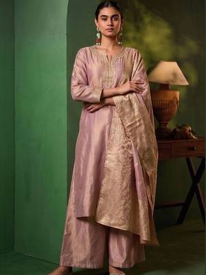 Women Ethnic Motifs Embroidered Regular Kurta with Palazzos & With Dupatta 5