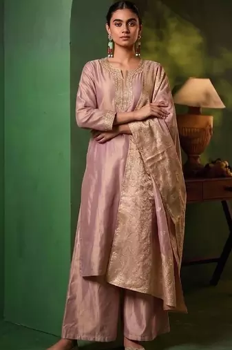 Women Ethnic Motifs Embroidered Regular Kurta with Palazzos & With Dupatta