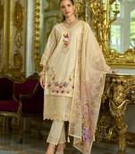 Women Floral Embroidered Regular Thread Work  Cotton Kurta with Trousers & With Dupatta