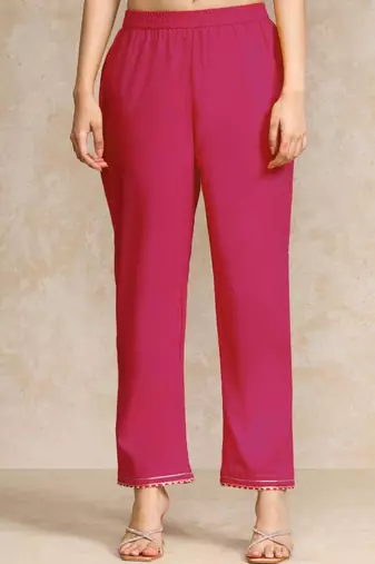 Floral Printed Gotta Patti V-Neck A-Line Kurta With Trousers & Dupatta