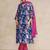 Floral Printed Gotta Patti V-Neck A-Line Kurta With Trousers & Dupatta