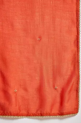 Women Embroidered Regular Thread Work Kurta with Trousers & With Dupatta