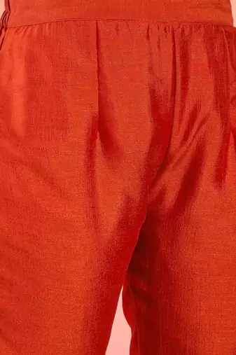 Women Embroidered Regular Thread Work Kurta with Trousers & With Dupatta