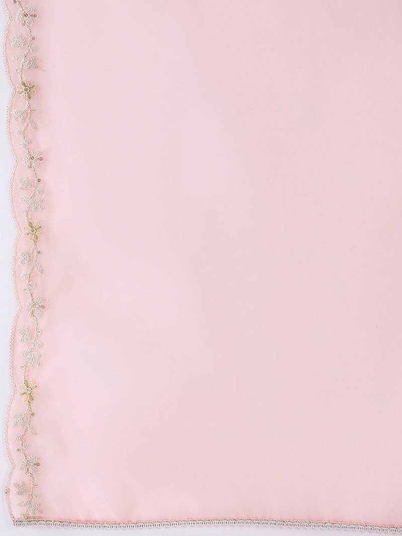 Pink Ethnic Motifs Embroidered Aari Work Kurta with Trousers & Dupatta