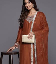 Ethnic Motifs Zari Embroidered Kurta with Trousers & Dupatta