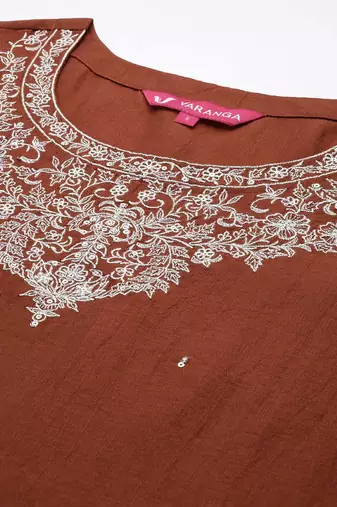 Ethnic Motifs Zari Embroidered Kurta with Trousers & Dupatta