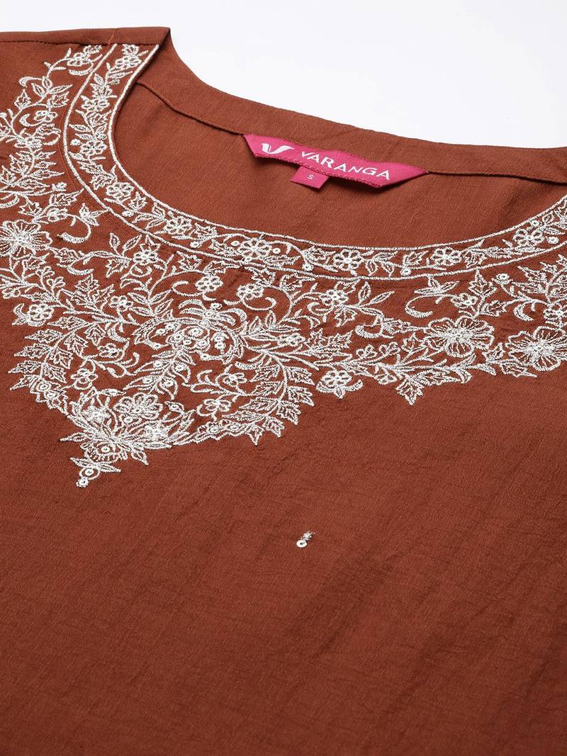 Ethnic Motifs Zari Embroidered Kurta with Trousers & Dupatta