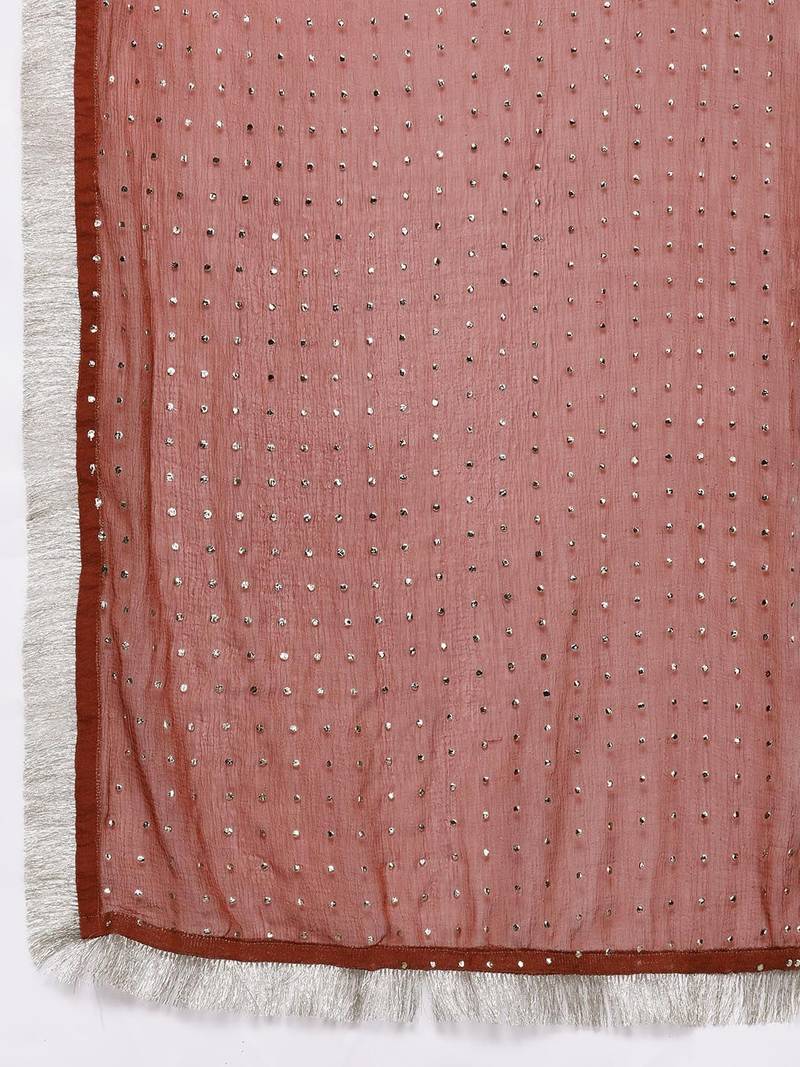 Ethnic Motifs Zari Embroidered Kurta with Trousers & Dupatta