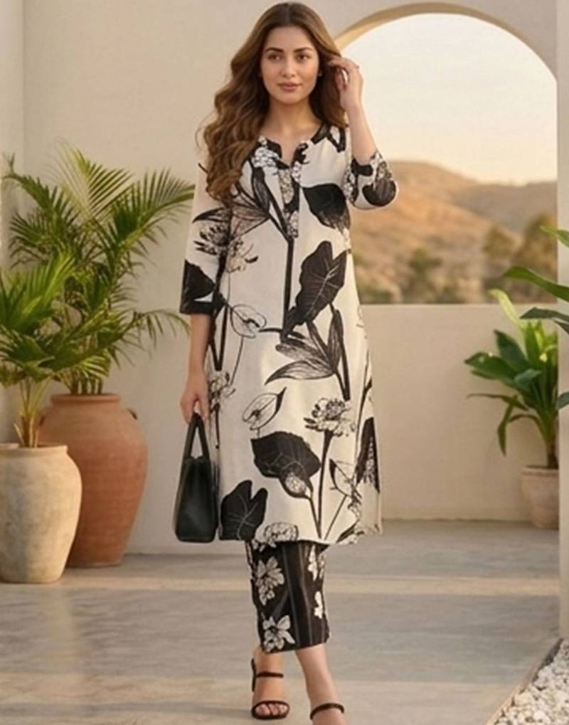 Women Floral Printed Regular Pure Cotton Kurta with Trousers