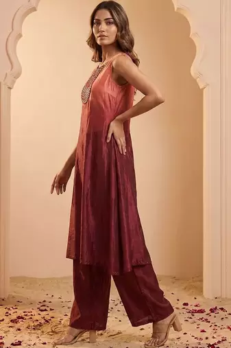 Women Ombre Dyed Regular Mirror Work Kurta with Palazzos