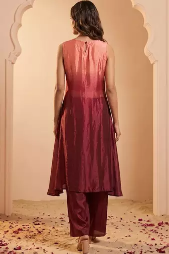 Women Ombre Dyed Regular Mirror Work Kurta with Palazzos