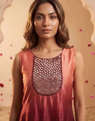 Women Ombre Dyed Regular Mirror Work Kurta with Palazzos 6
