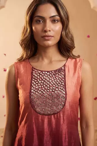 Women Ombre Dyed Regular Mirror Work Kurta with Palazzos