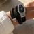 silver finish ad studded faux leather black watch