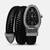 silver finish ad studded faux leather black watch