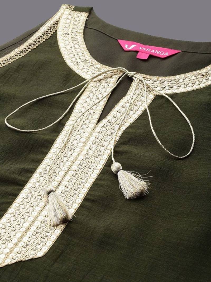 Women Ethnic Motifs Sequinned Kurta with Trousers & With Dupatta