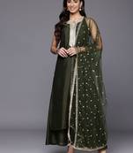 Women Ethnic Motifs Sequinned Kurta with Trousers & With Dupatta