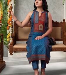 Women Ethnic Motifs Printed Regular Chanderi Silk Kurta with Trousers