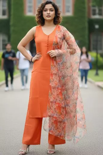 Women Floral Regular Pure Cotton Kurta with Palazzos & With Dupatta