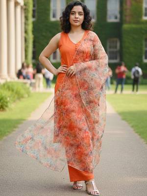 Women Floral Regular Pure Cotton Kurta with Palazzos & With Dupatta 2