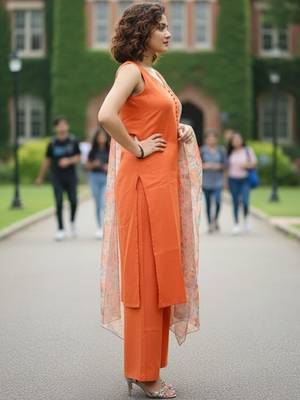 Women Floral Regular Pure Cotton Kurta with Palazzos & With Dupatta 7