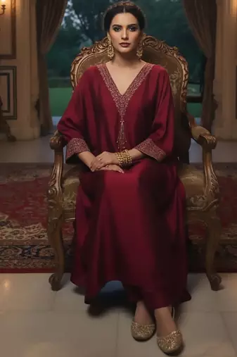 Women Ethnic Motifs Embroidered Regular Thread Work Kurta with Trousers