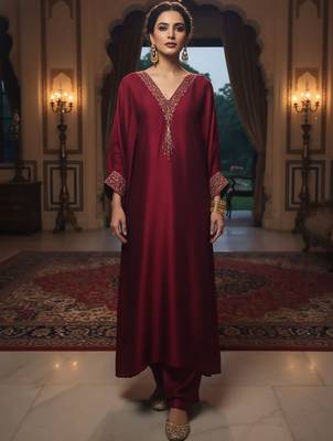 Women Ethnic Motifs Embroidered Regular Thread Work Kurta with Trousers 2
