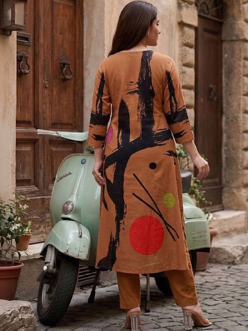 Women Printed Regular Kurta with Trousers