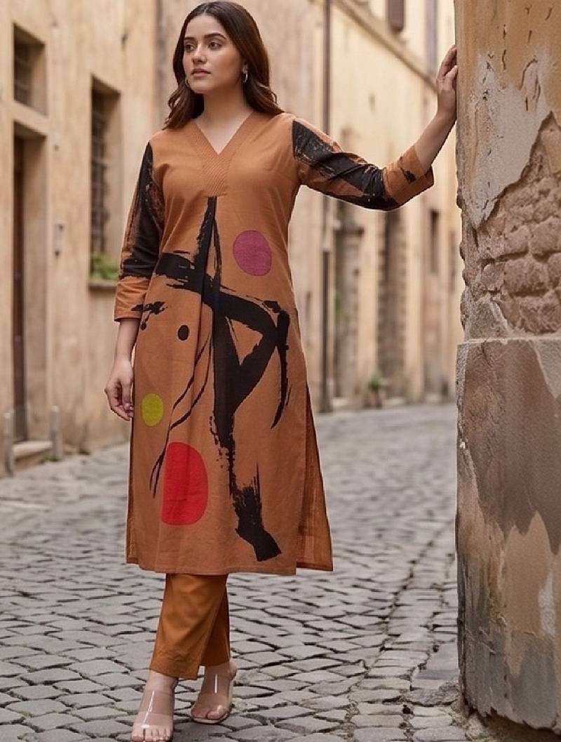 Women Printed Regular Kurta with Trousers