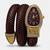 gold plated ad studded brown faux leather watch
