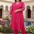 Plus Size Pink Embroidered Straight Kurta Trousers Set