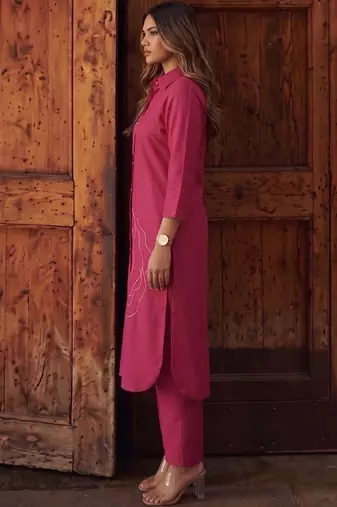 Women Ethnic Motifs Regular Thread Work Kurta with Trousers