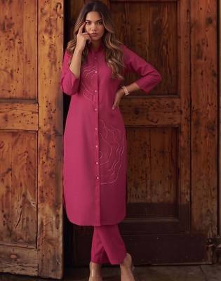 Women Ethnic Motifs Regular Thread Work Kurta with Trousers 4