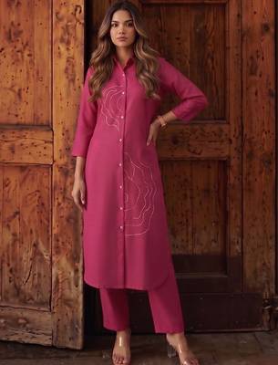 Women Ethnic Motifs Regular Thread Work Kurta with Trousers 5