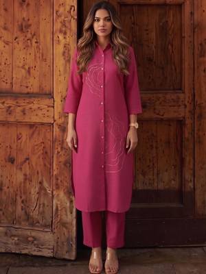 Women Ethnic Motifs Regular Thread Work Kurta with Trousers 6
